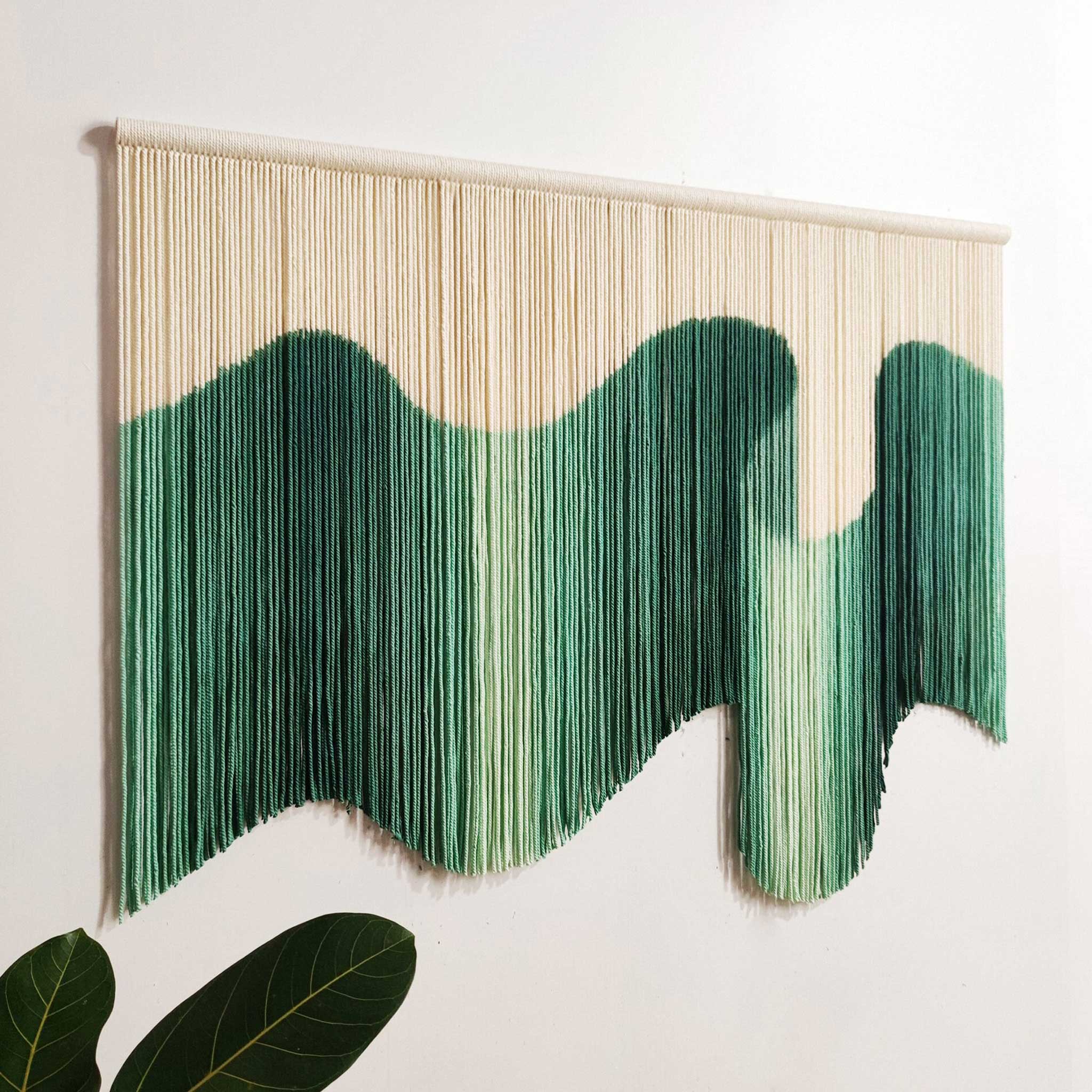 Green 3D Dip Dyed Wall Hanging | Boho Fiber Art | yfine