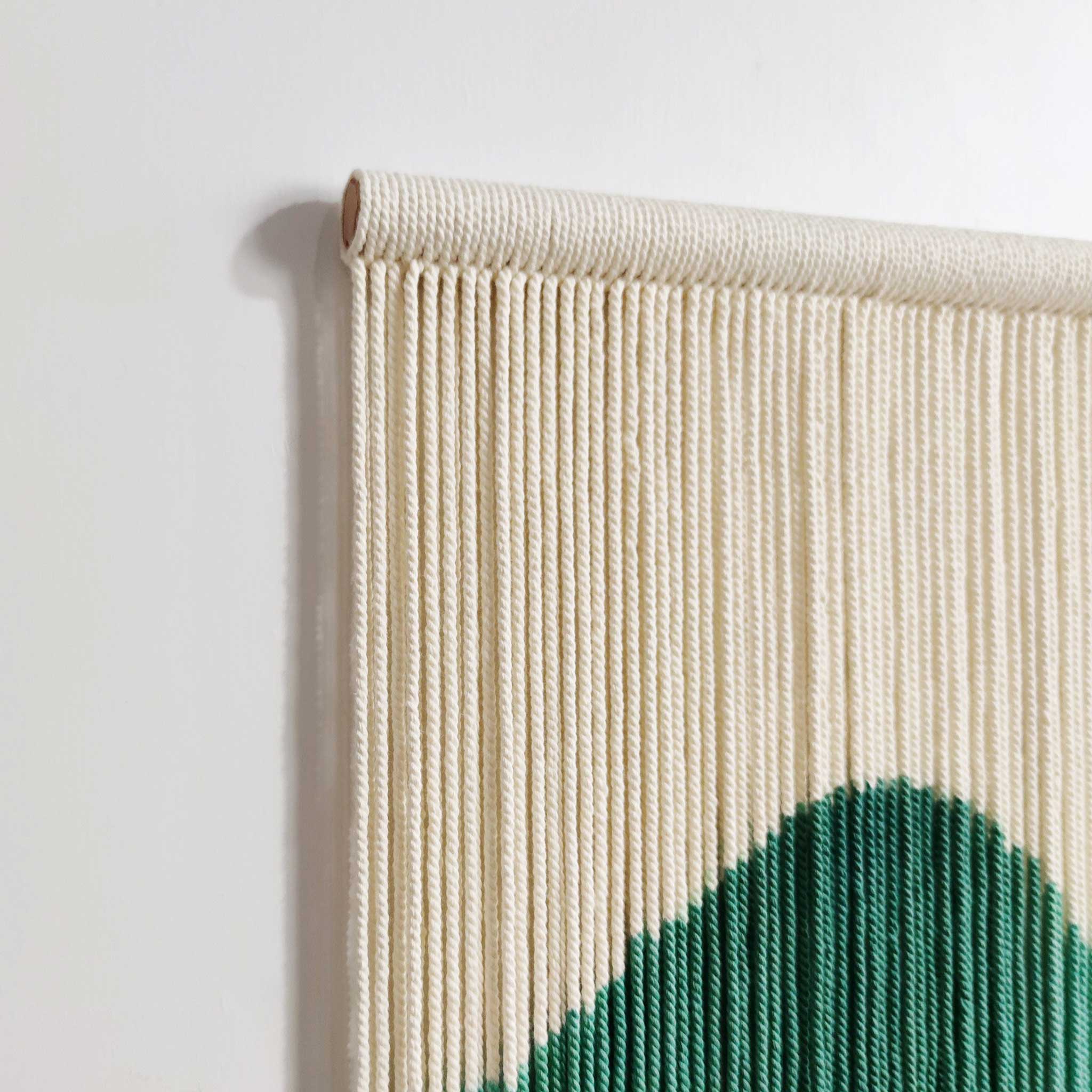 Green 3D Dip Dyed Wall Hanging | Boho Fiber Art | yfine