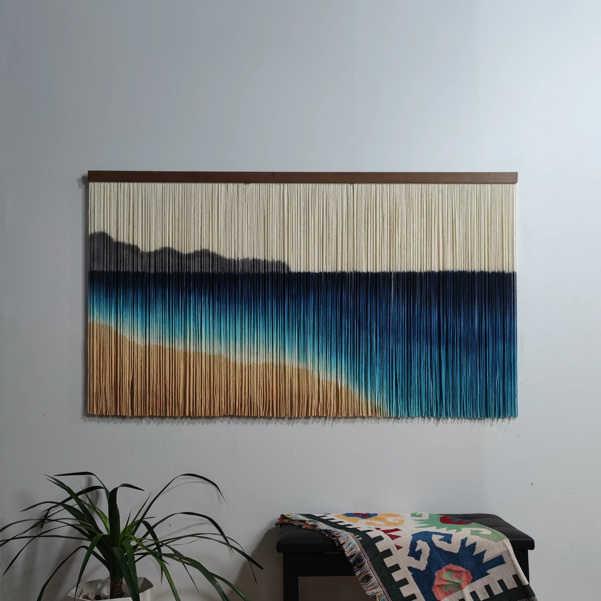 Ocean Wave Boho Tapestry | Hand-Dyed Beach Wall Art | yfine