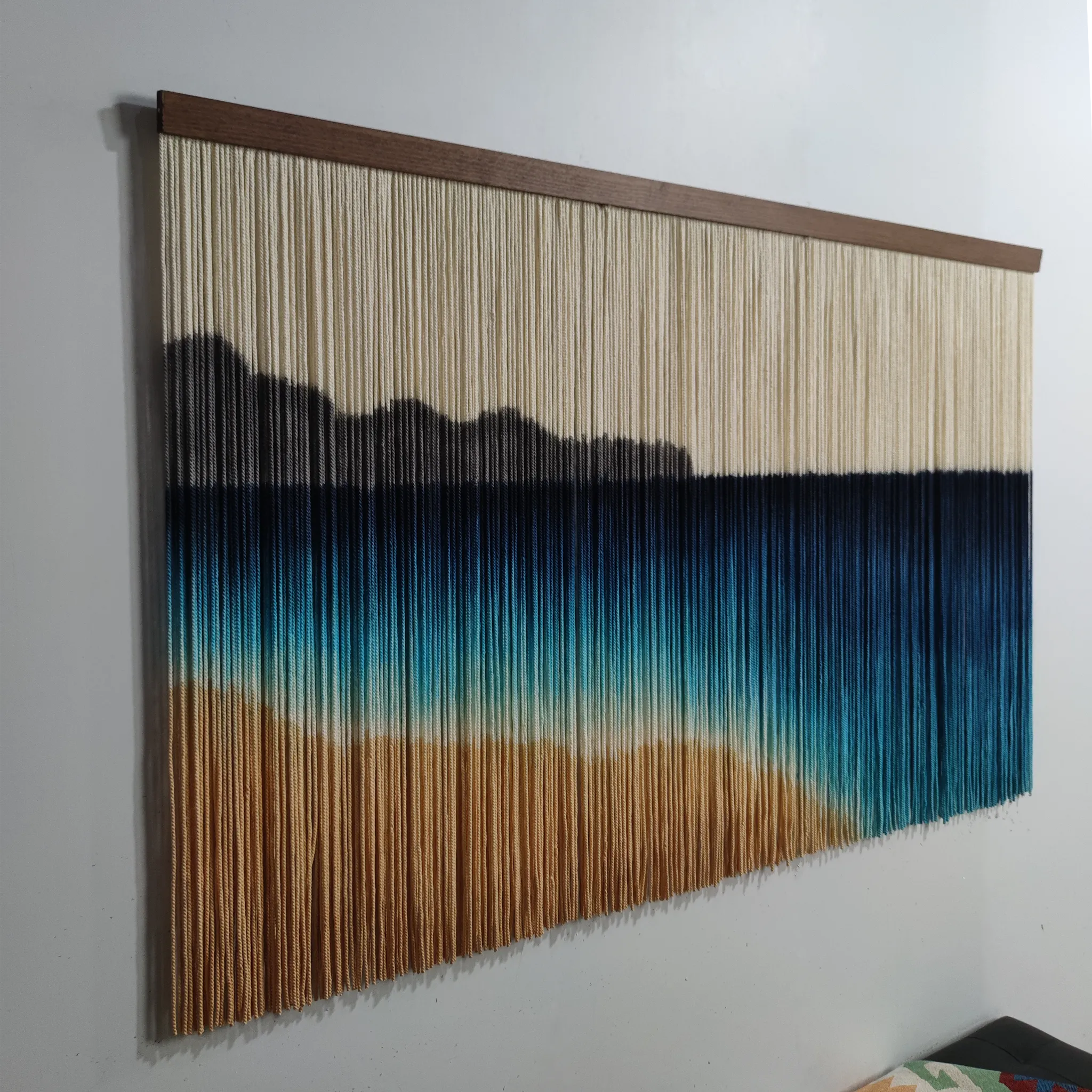 Ocean Wave Boho Tapestry | Hand-Dyed Beach Wall Art | yfine