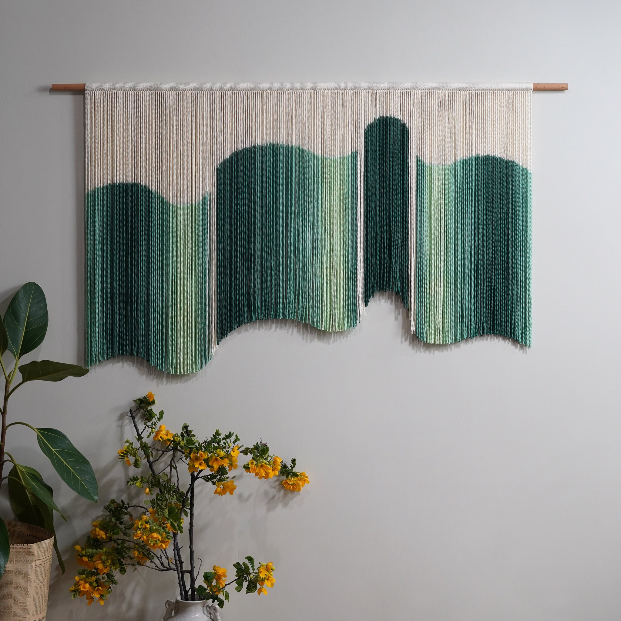 Green Boho Macrame Wall Art | Dip Dyed Decor | yfine
