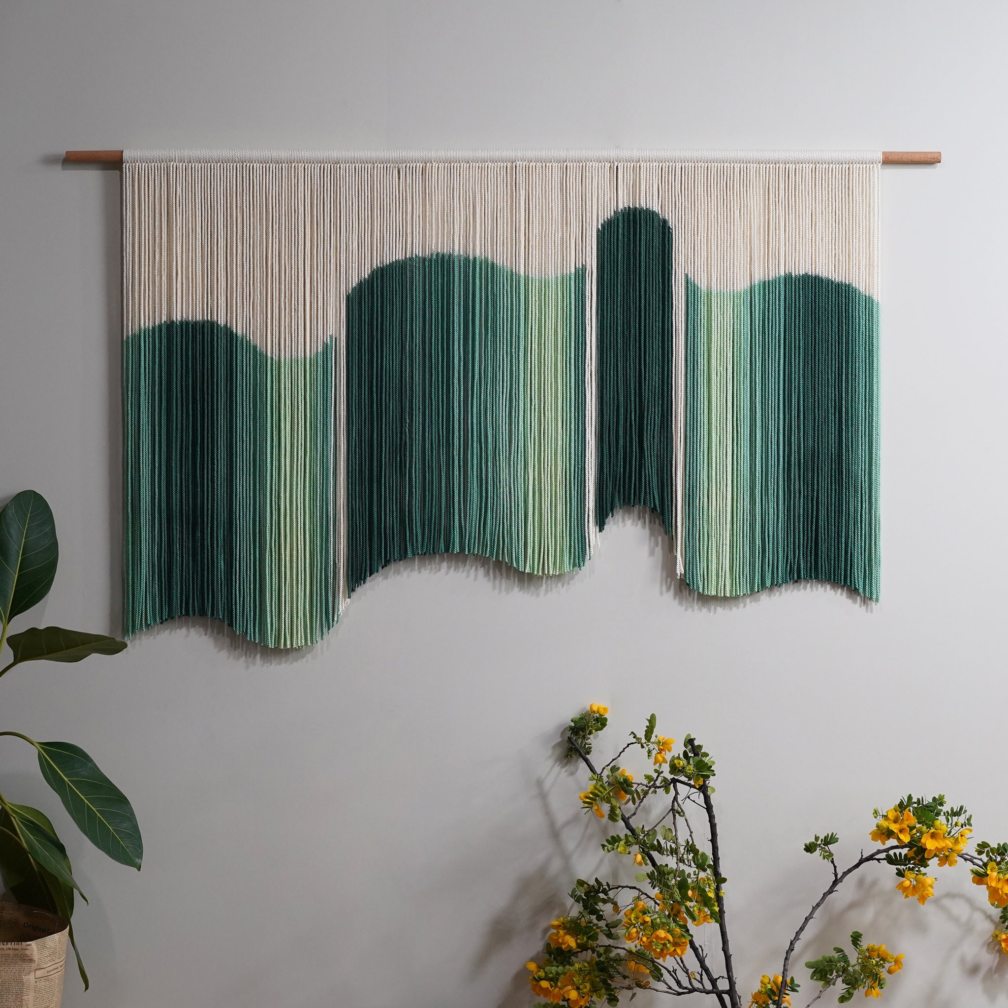 Green Boho Macrame Wall Art | Dip Dyed Decor | yfine