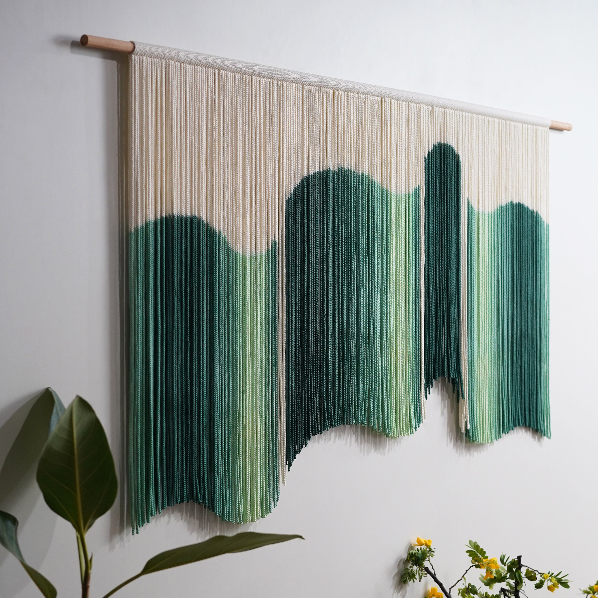 Green Boho Macrame Wall Art | Dip Dyed Decor | yfine
