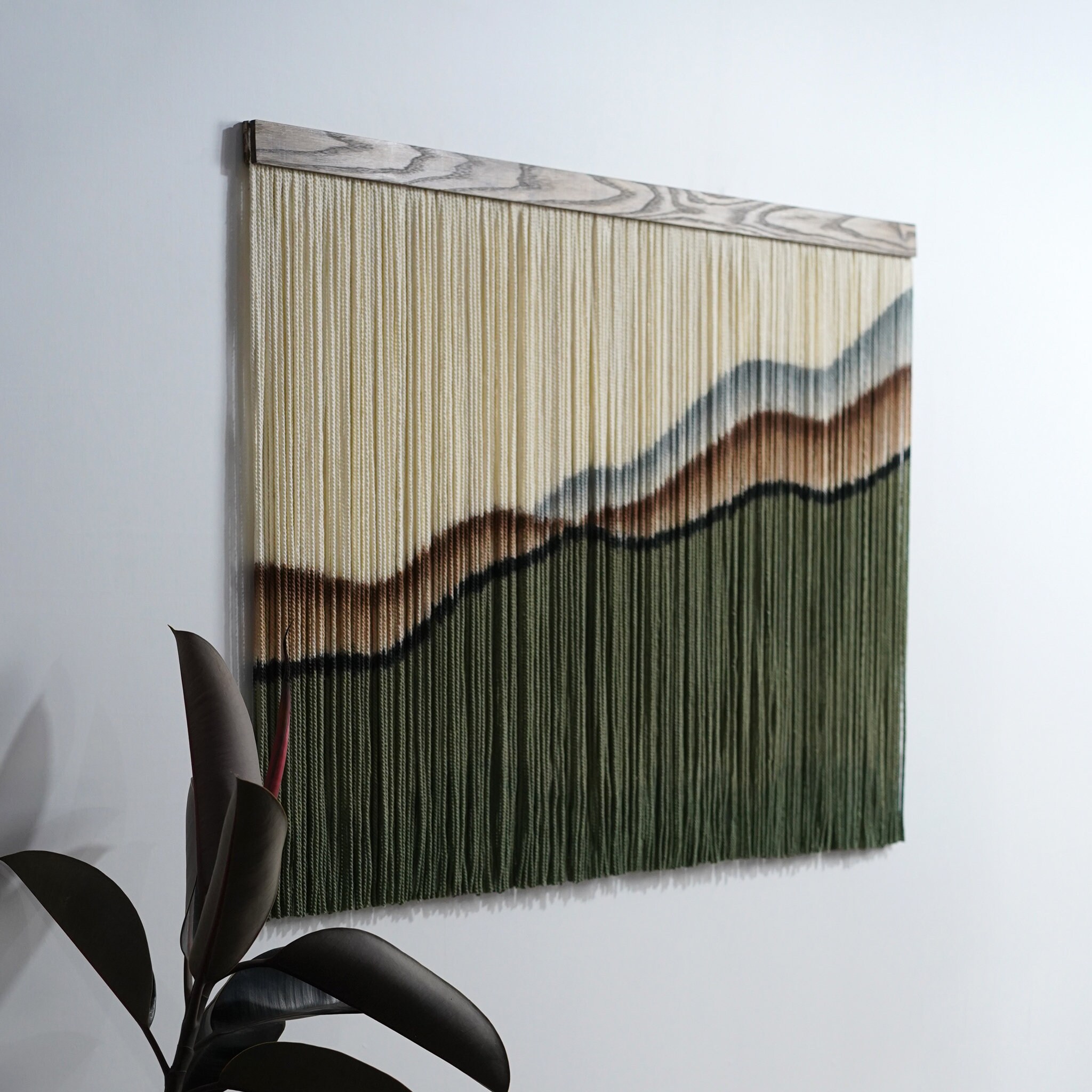 Retro Boho Macrame Tapestry | Mountain Textile Art | yfine