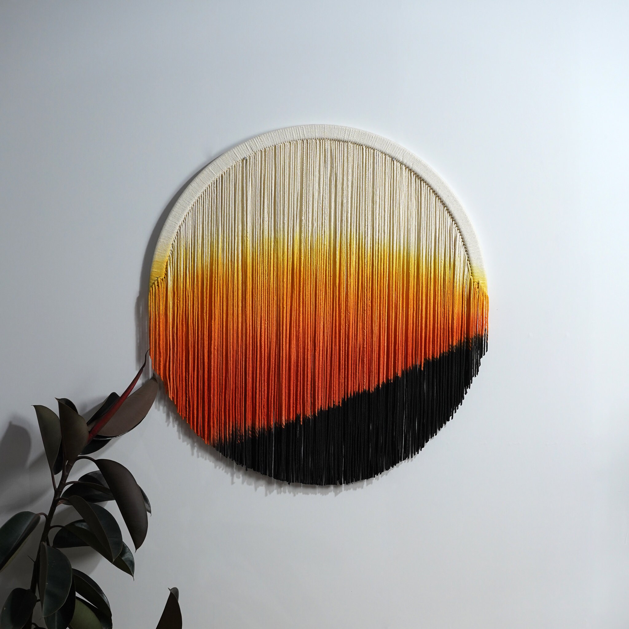 Round Boho Macrame | Dip Dye Textile Circle | yfine