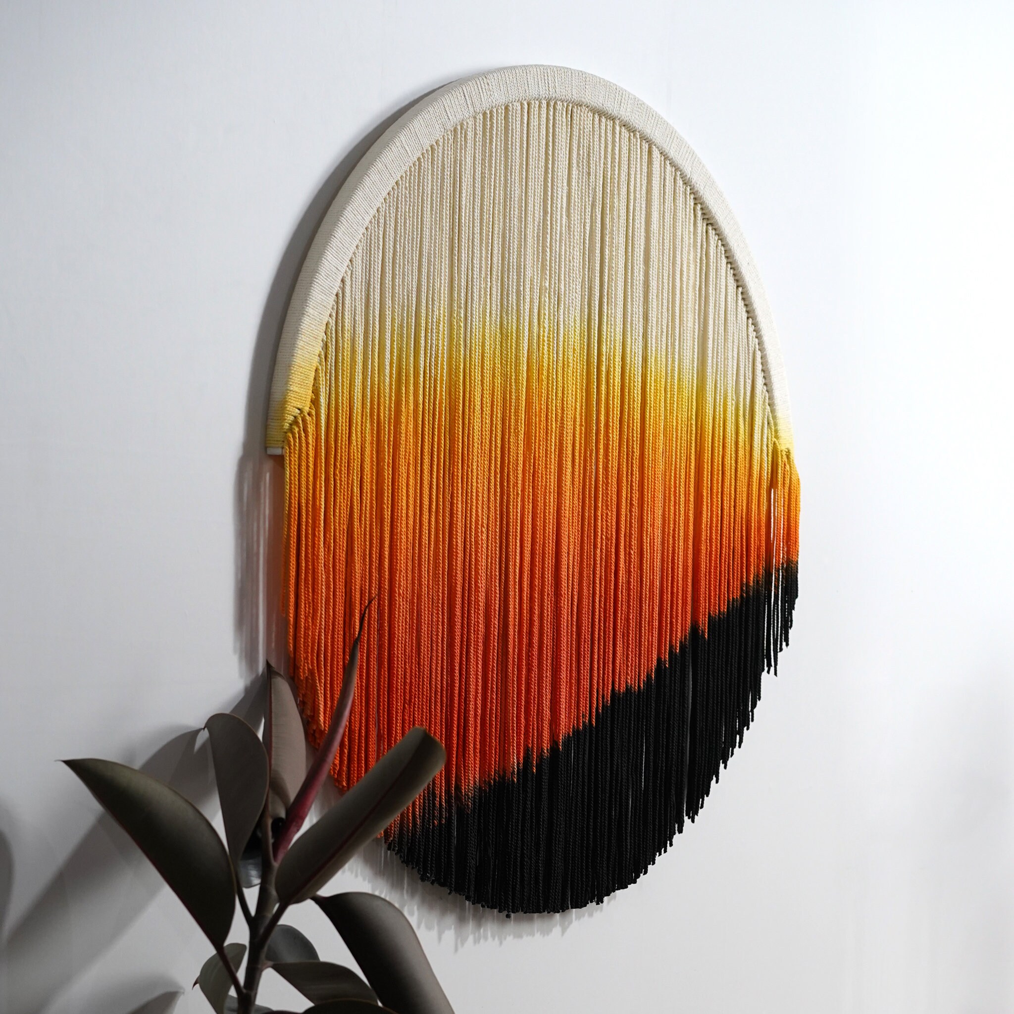 Round Boho Macrame | Dip Dye Textile Circle | yfine