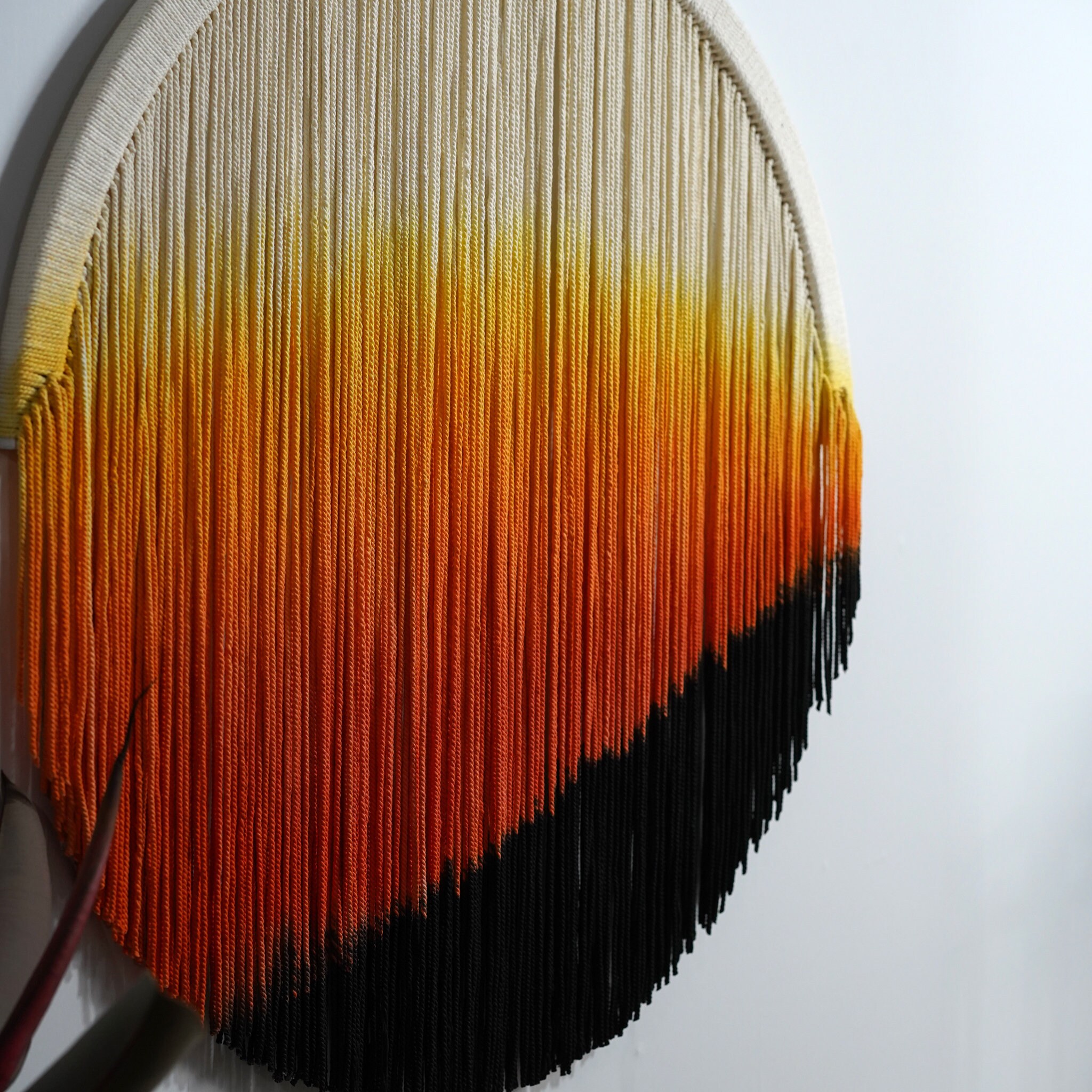 Round Boho Macrame | Dip Dye Textile Circle | yfine
