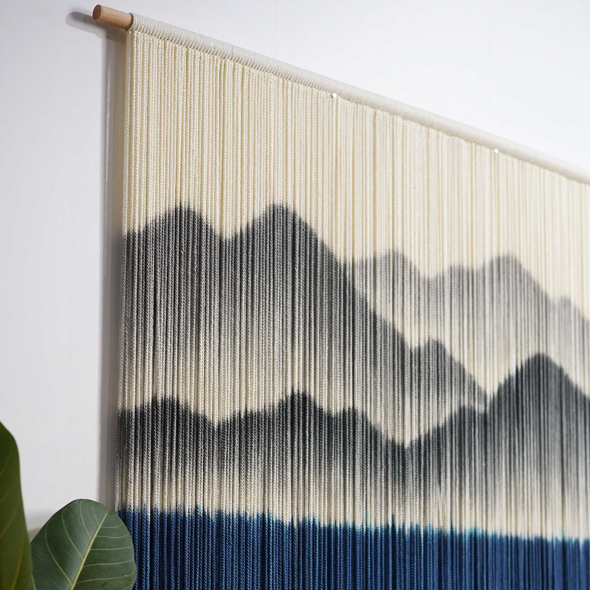 Blue & Grey Textile Art | Dip-Dye Boho Tapestry | yfine