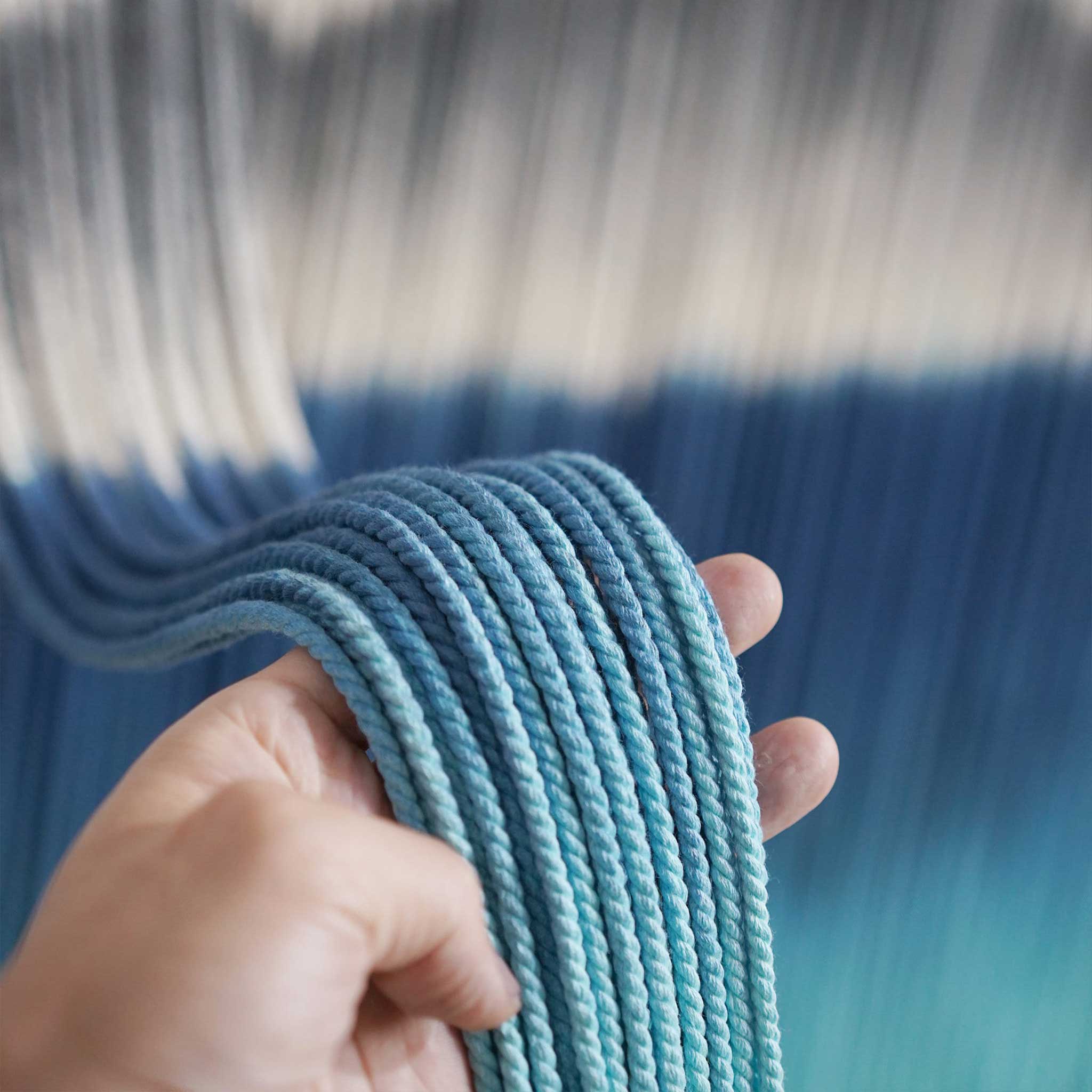 Blue & Grey Textile Art | Dip-Dye Boho Tapestry | yfine
