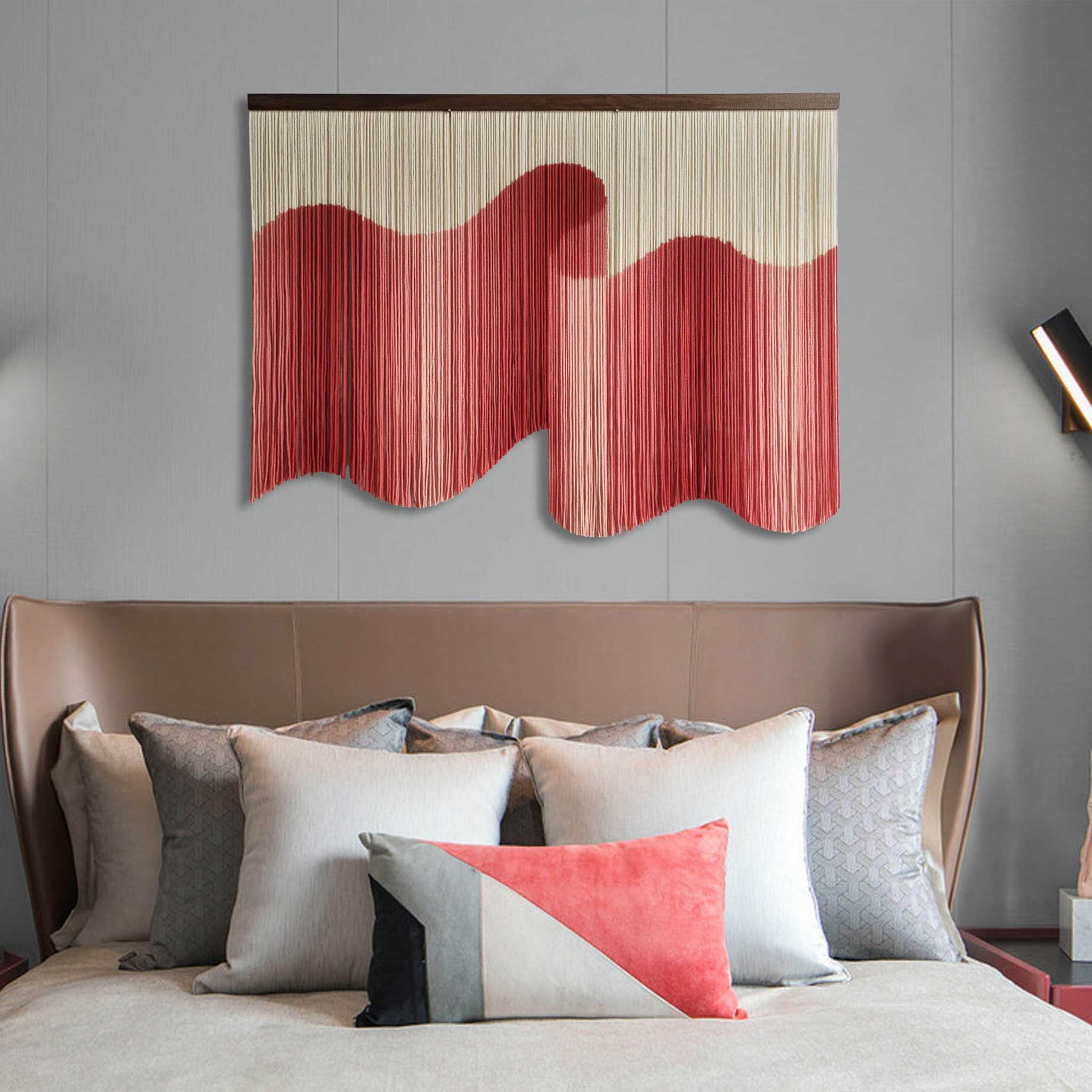 Red 3D Macrame Wall Hanging | Boho Yarn Statement | yfine